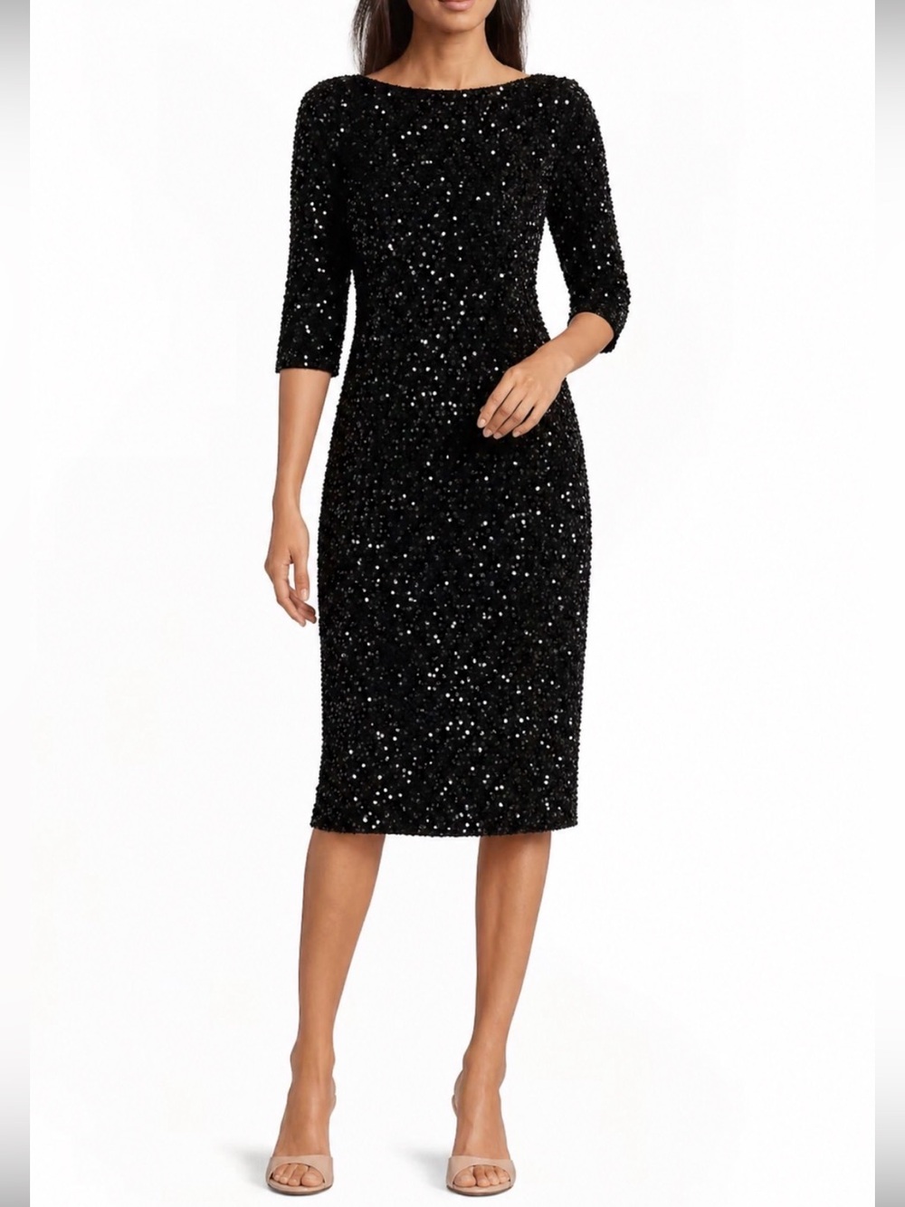 EUC GORGEOUS Eliza J Cocktail Formal Sequin Sheath Dress - Black 12